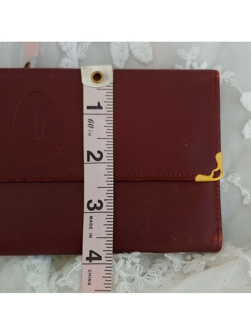 Cartier Kisslock Tri-fold Bordeaux Long Leather Wallet - Picture 9 of 17